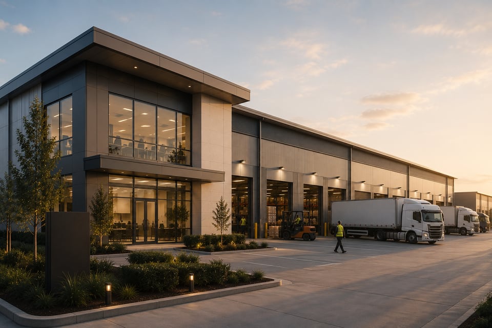 Industrial warehouse and logistics facility with loading docks